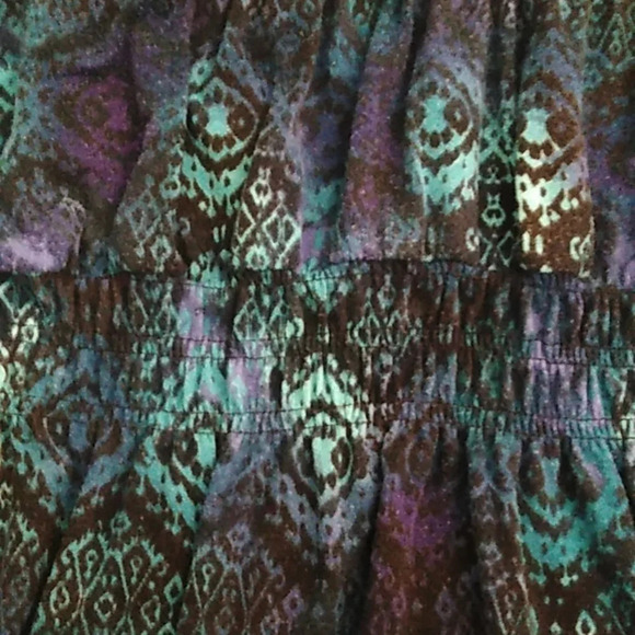 CATO PRINT, PEASANT, GATHERED, SHORT PUFF SLEEVE, STRETCH, TEE - Picture 6 of 8